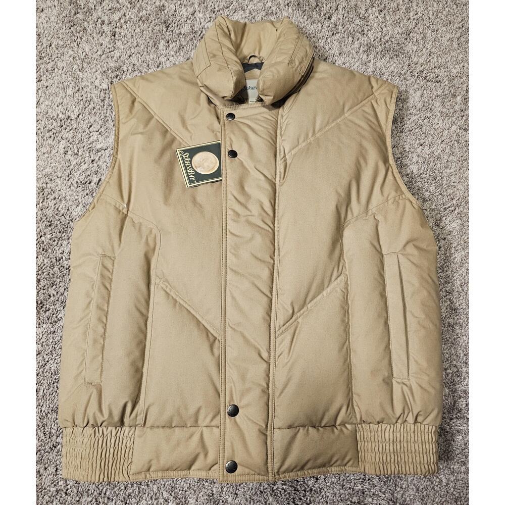 Vintage St Johns Bay Men's Quilted Insulated Down Puffer Vest Tan Size Large